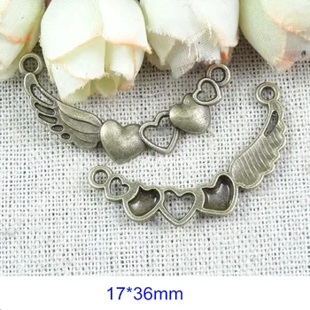 Bulk 100 Antique Bronze Heart Wing Connectors,Angel Wing Charm Connector Love Heart Charm With 2 Loop,17*36mm Metal Findings
Bulk 100 Antique Bronze Heart Wing Connectors,Angel Wing Charm Connector Love Heart Charm With 2 Loop,17*36mm Metal Findings