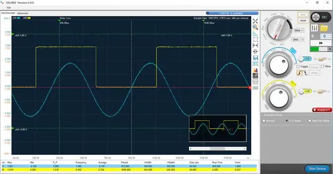 Win8 Win10 Win 7 Oscilloscopio digitale dati di campionamento 50M con supporto XP OSC482 PC 2 canali Larghezza di banda 20Mhz Multimetro virtuale per mini storage portatile oscilloscopio