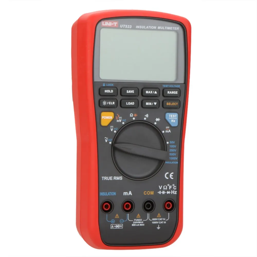 UNI-T UT533 True RMS Insulation Resistance Multimeter, 1000V Megohmmeter Resistance/Capacitance/Frequency/Temperature Test
UNI-T UT533 True RMS Insulation Resistance Multimeter, 1000V Megohmmeter Resistance/Capacitance/Frequency/Temperature Test