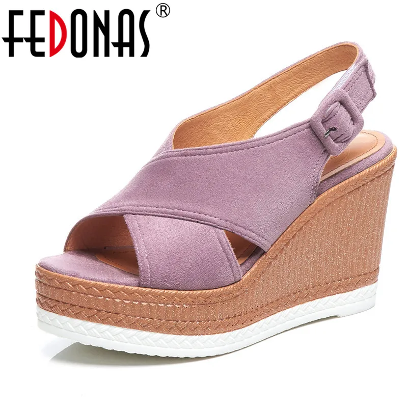 FEDONAS Women platform Style Sandals Quality Flock Casual Wedge Sandals Buckle Strap Sandals Summer Party Pumps Shoes Woman
FEDONAS Women platform Style Sandals Quality Flock Casual Wedge Sandals Buckle Strap Sandals Summer Party Pumps Shoes Woman