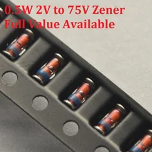 무료 배송 200 pcs 1/2 w 제너 다이오드 zmm zmm/9v1/10 v/11 v/12 v/13 v/15 v/16 v/18 v/20 v/22 v/24 v/27 v/30 v/33 v/36 v/39 v 9.1 v ll 34 0.5 w smd(China)