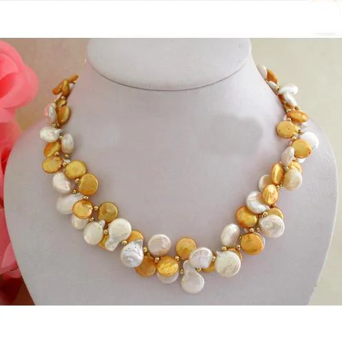 Stunning Real Pearl Jewellery,2 Strands 12mm White Golden Color Coin Freshwater Pearls Necklace,New Fashion Women Jewelry Gift
Stunning Real Pearl Jewellery,2 Strands 12mm White Golden Color Coin Freshwater Pearls Necklace,New Fashion Women Jewelry Gift