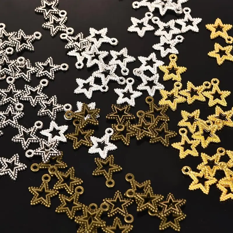 50pcs Vintage Alloy Tiny Hollow Stars Charms Antique Silver Bronze Gold 17x15mm Pendants For Bracelet Necklaces Components
50pcs Vintage Alloy Tiny Hollow Stars Charms Antique Silver Bronze Gold 17x15mm Pendants For Bracelet Necklaces Components