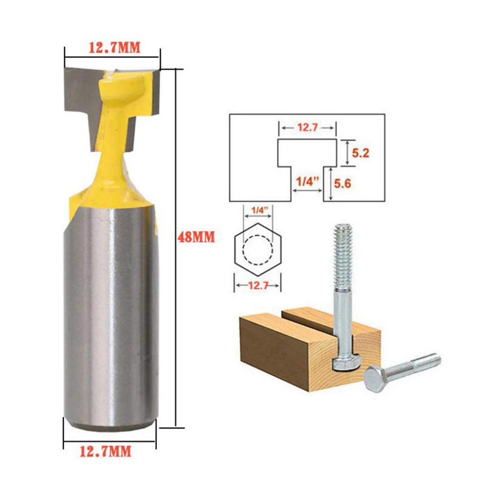 DRELD 1pc Woodworking Tool 1/2 Inch Shank Carbide T Slot Lock Hole Cutter Router Bit Wood Milling Cutter Tool 1/2inch Diameter
DRELD 1pc Woodworking Tool 1/2 Inch Shank Carbide T Slot Lock Hole Cutter Router Bit Wood Milling Cutter Tool 1/2inch Diameter