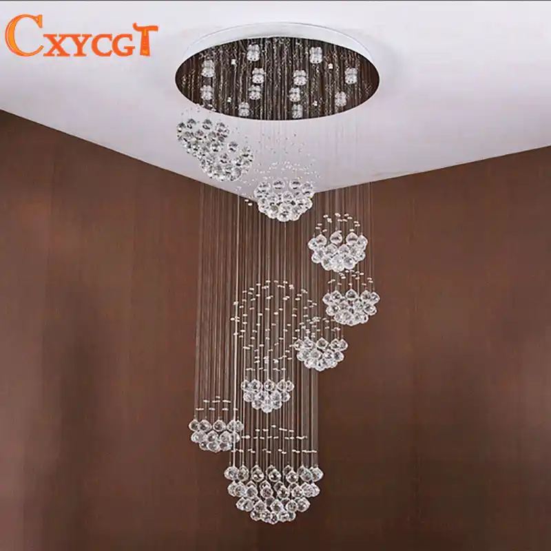 Modern Led Luxury Crystal Chandeliers Big Hanging Suspension