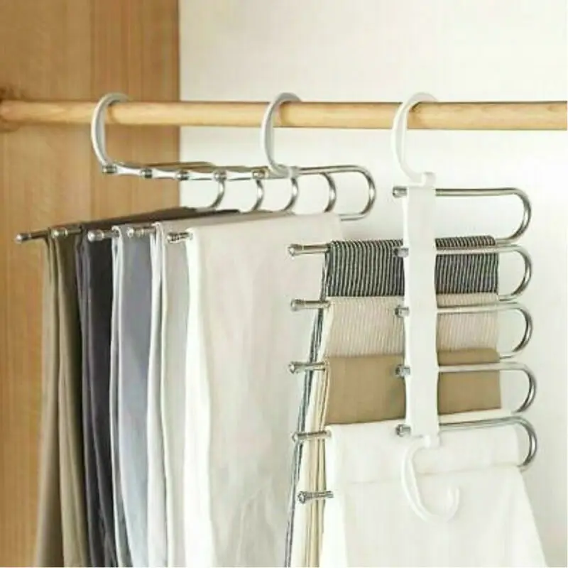 

FAROOT Multi-functional Pants rack shelves 5 in1 Stainless Steel Wardrobe Magic Hanger