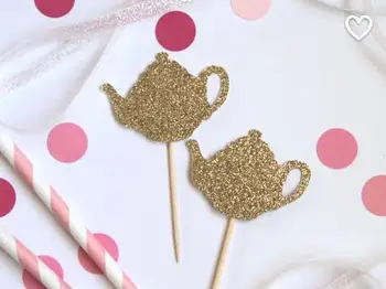 Glittery Teapot Cupcake Toppers perfect for tea party themed bridal shower, birthday, baby shower food picks
Glittery Teapot Cupcake Toppers perfect for tea party themed bridal shower, birthday, baby shower food picks