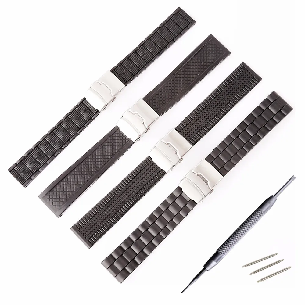 4 Model Silicone Gel Rubber Watch Band Strap Straight End Bracelet Stainless Steel Double Folding Clasp 20 22 mm Watchband
4 Model Silicone Gel Rubber Watch Band Strap Straight End Bracelet Stainless Steel Double Folding Clasp 20 22 mm Watchband
