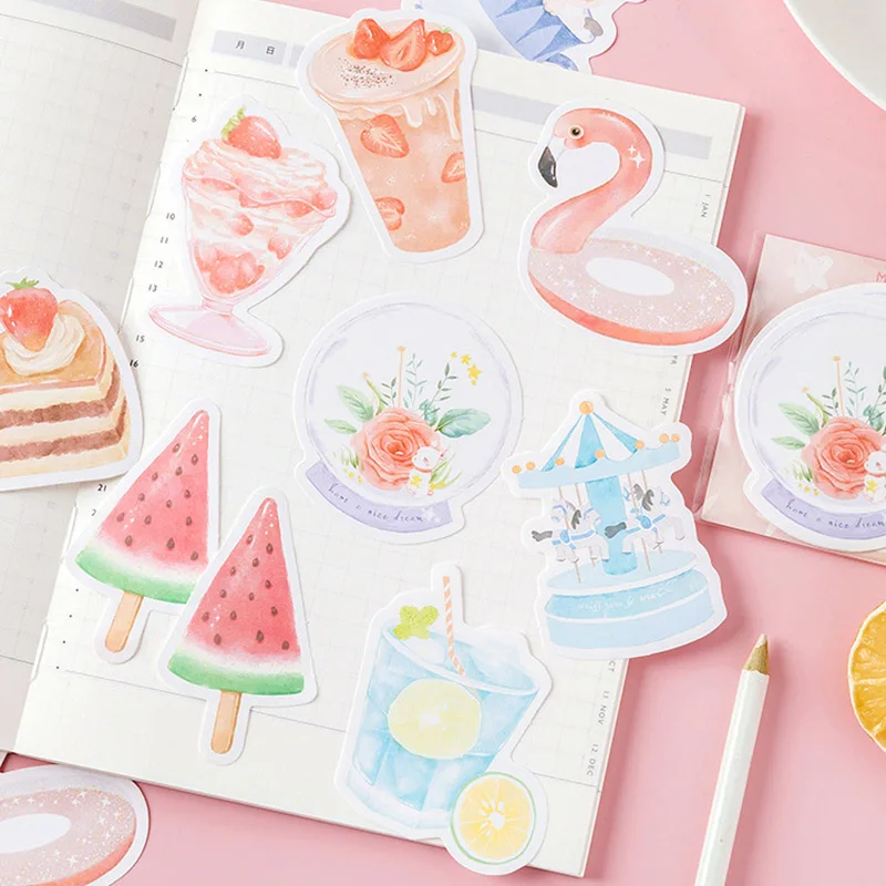 

30pcs Kawaii Flamingo Fruit Stickers Cartoon Decor Stickers Bullet Journal Paper Sticker For Kid DIY Scrapbooking Diary Albums