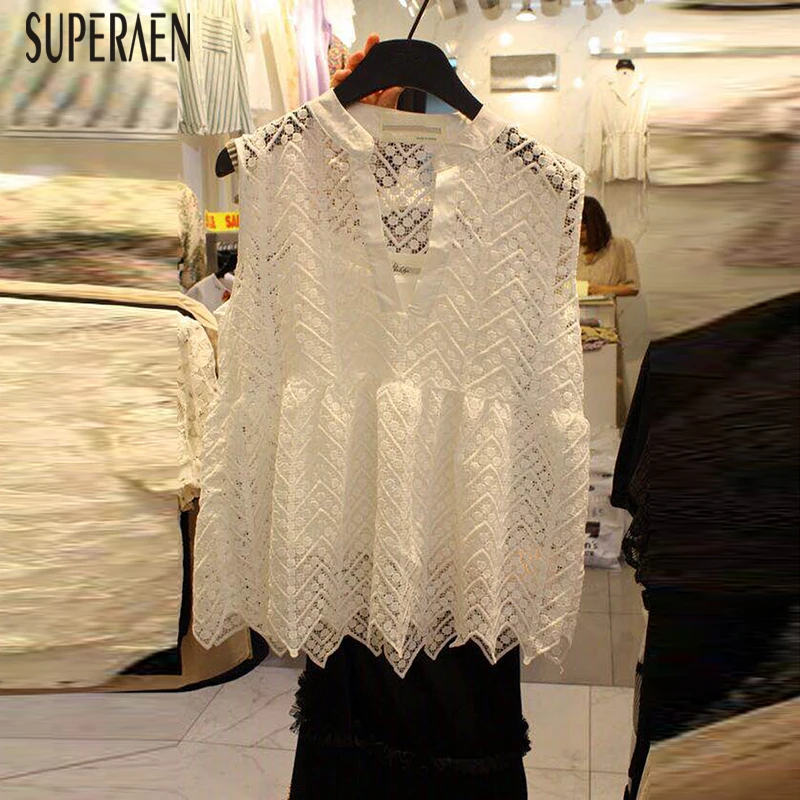 SuperAen Lace Fashion Sleeveless Shirts Women 2019 New Summer Korean Style Blouses and Tops Female V-neck Women Clothing
SuperAen Lace Fashion Sleeveless Shirts Women 2019 New Summer Korean Style Blouses and Tops Female V-neck Women Clothing