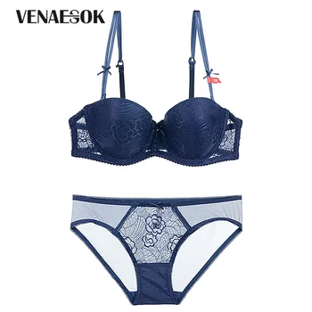 Deep V Gather Women Bra Set Push up 1/2 Cup Thick Brassiere Embroidery Lingerie Lace Bra and Panties Sets Sexy Underwear Blue
Deep V Gather Women Bra Set Push up 1/2 Cup Thick Brassiere Embroidery Lingerie Lace Bra and Panties Sets Sexy Underwear Blue