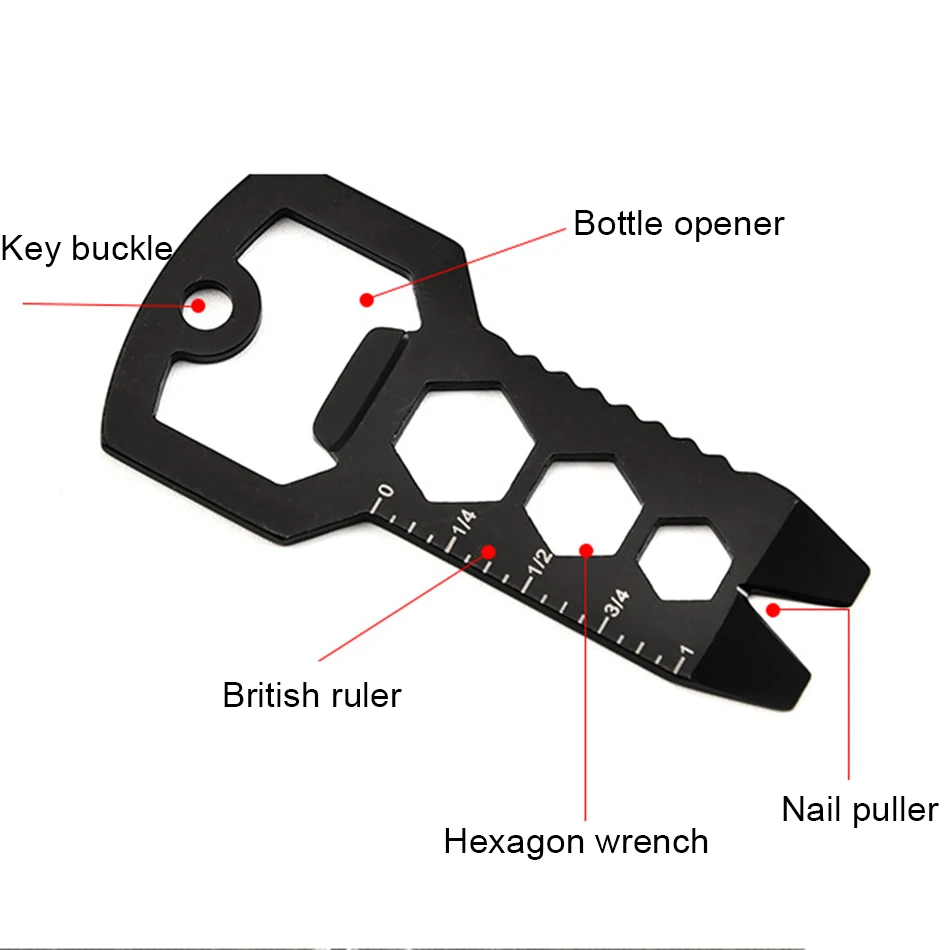 Multifunctional EDC tool card with nail opener bottle opener key holder with small tools
Multifunctional EDC tool card with nail opener bottle opener key holder with small tools