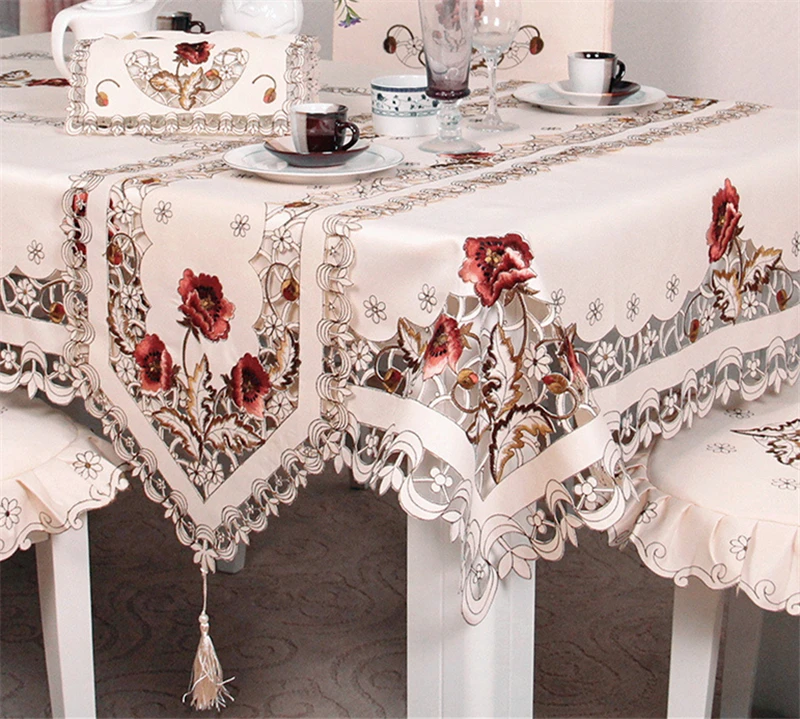 European Pastoral Style Floral Embroidered Pattern Tablecloth Soft&thick Coffee Cabinet Or Oven Cover Hotel Use Polyester Fabric
European Pastoral Style Floral Embroidered Pattern Tablecloth Soft&thick Coffee Cabinet Or Oven Cover Hotel Use Polyester Fabric