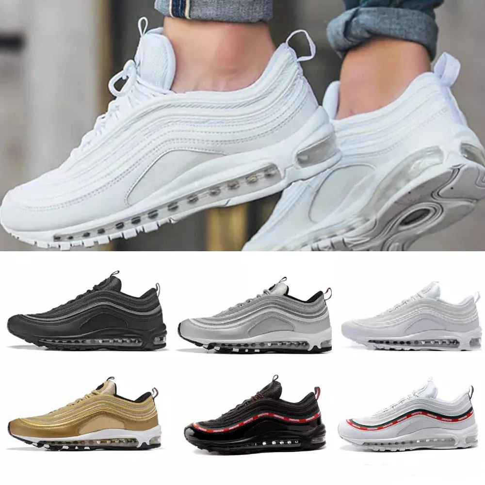 

2019 97 Running Shoes UNDEFEATED OG UNDFTD Gold Silver Bullet Triple White Black Mens Trainer Sports Sneakers