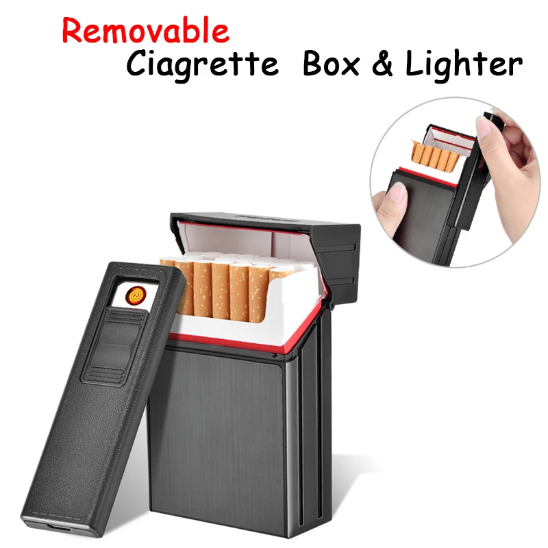 Windproof Ciagrette Holder Box with Removable USB Electronic Lighter Flameless Tobacco Cigarette Case Lighter
Windproof Ciagrette Holder Box with Removable USB Electronic Lighter Flameless Tobacco Cigarette Case Lighter