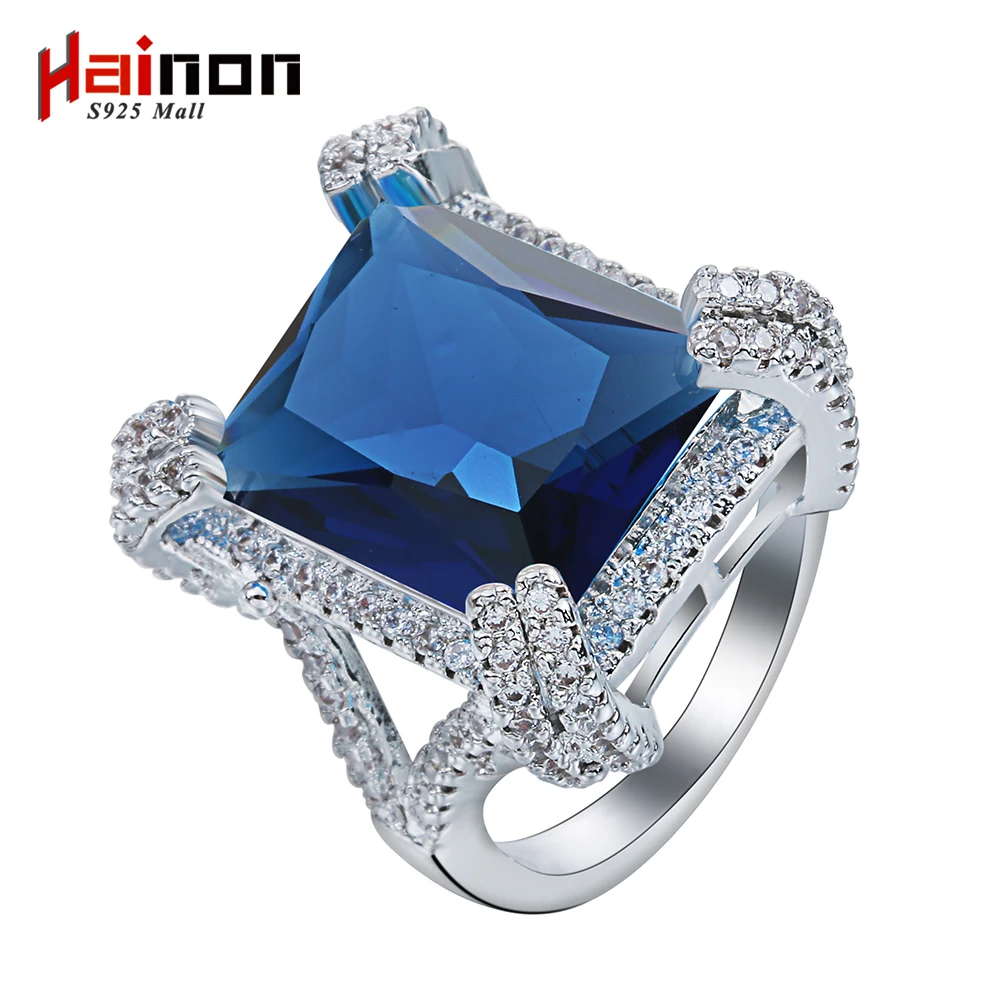 Hainon Silver Color Rings for Women Wedding Engagement Gift Luxury Vintage Large Crystal Blue Cubic Zircon Jewelry Rings
Hainon Silver Color Rings for Women Wedding Engagement Gift Luxury Vintage Large Crystal Blue Cubic Zircon Jewelry Rings