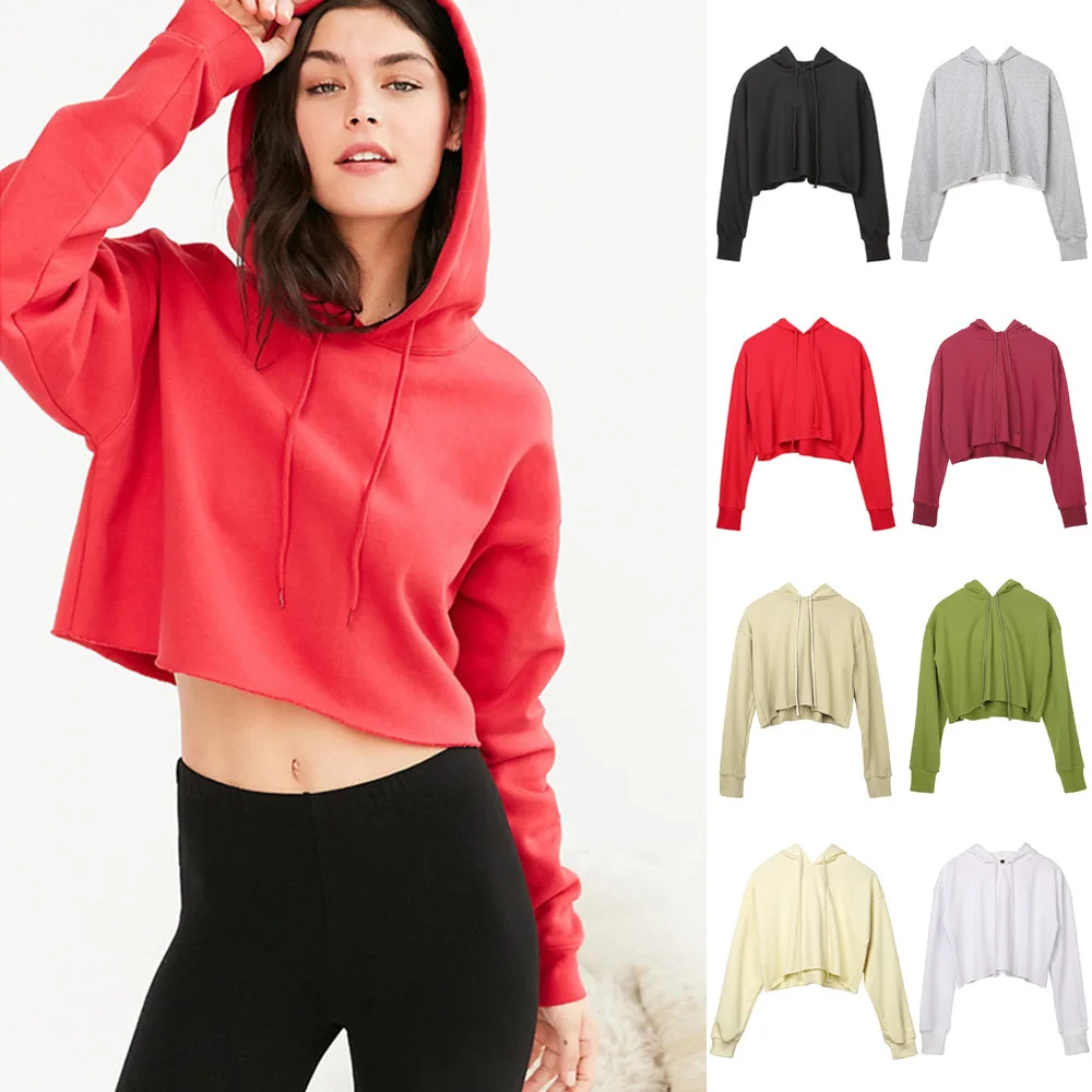 Women Navel Exposed Hoodies Sweatshirt Ladies Long Sleev Hooded Crop Tops Jumper Pullover
Women Navel Exposed Hoodies Sweatshirt Ladies Long Sleev Hooded Crop Tops Jumper Pullover