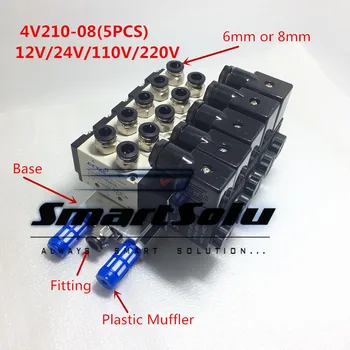 Free shipping 4V210-08 X5 2 Positions Twin Solenoid Valve Mufflers Connected 6MM 8MM Quick Fittings Base Set 1/4" BSP
Free shipping 4V210-08 X5 2 Positions Twin Solenoid Valve Mufflers Connected 6MM 8MM Quick Fittings Base Set 1/4" BSP
