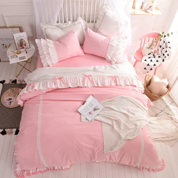 Free shipping 100%cotton simple bow lace princess ruffles pink bedding set 4pcs full queen king size bed skirt set MR
Free shipping 100%cotton simple bow lace princess ruffles pink bedding set 4pcs full queen king size bed skirt set MR