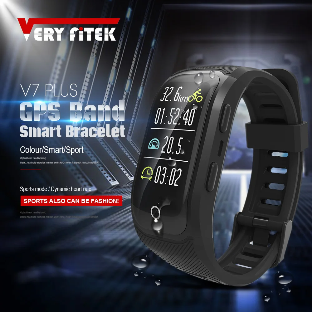 

VERYFiTEK V7 Plus GPS Smart Band Heart Rate Monitor IP68 Waterproof Fitness Bracelet Pedometer Color Screen Smart Wristband