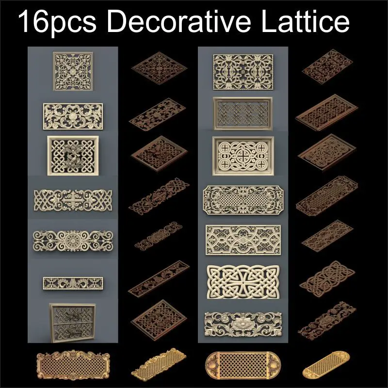 16pcs Decorative Lattice 3d model STL relief for cnc STL format frame Decor 3d Relief Model STL Router 3 axis Engraver ArtCam
16pcs Decorative Lattice 3d model STL relief for cnc STL format frame Decor 3d Relief Model STL Router 3 axis Engraver ArtCam