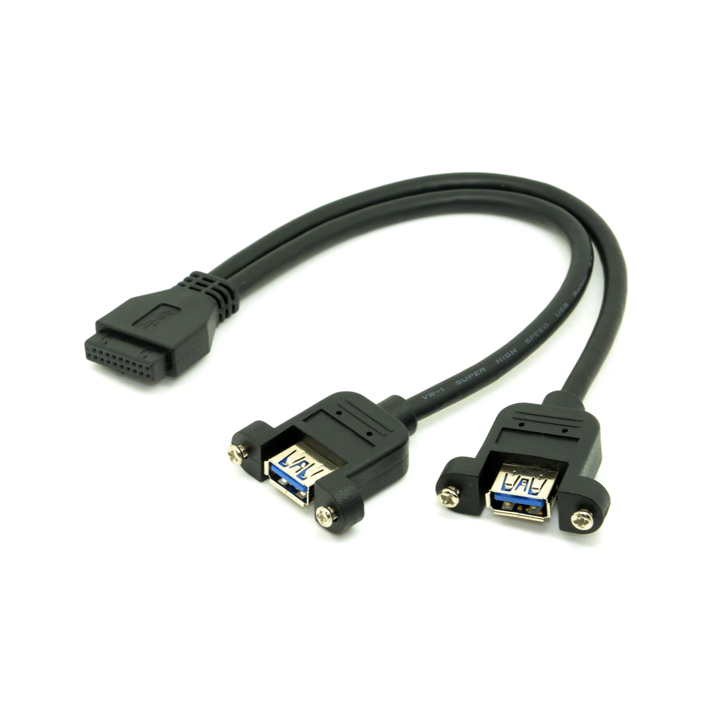 USB 3.0 Dual Ports A Female Screw Mount Type to Motherboard 20pin Header Cable Black Color 20cm
USB 3.0 Dual Ports A Female Screw Mount Type to Motherboard 20pin Header Cable Black Color 20cm