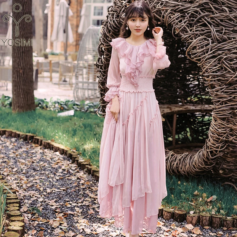 YOSIMI 2019 Summer Maxi Vintage Long Women Dress Ankle-Lenght Full Sleeve Chiffon Long Female Vestidos Pink Party Dress Elegant
YOSIMI 2019 Summer Maxi Vintage Long Women Dress Ankle-Lenght Full Sleeve Chiffon Long Female Vestidos Pink Party Dress Elegant