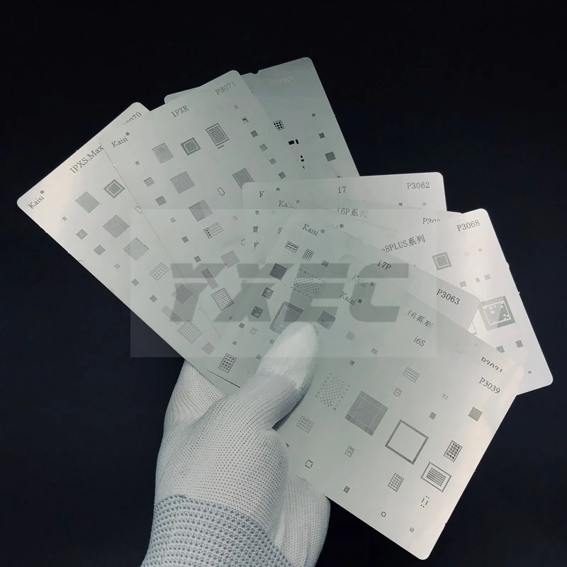 16pcs/lot IC Chip BGA Reballing Stencil Kits Set Solder template for iphone X 8 7 6s 6 plus SE 5S 5C 5 4S 4 for iPad
16pcs/lot IC Chip BGA Reballing Stencil Kits Set Solder template for iphone X 8 7 6s 6 plus SE 5S 5C 5 4S 4 for iPad