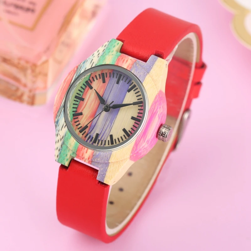 Summer Fashion Colorful Wood Watch Round Dial Analog Hour Clock Women Quartz PU Leather Bracelet Watch Women's Wrist Reloj Mujer
Summer Fashion Colorful Wood Watch Round Dial Analog Hour Clock Women Quartz PU Leather Bracelet Watch Women's Wrist Reloj Mujer