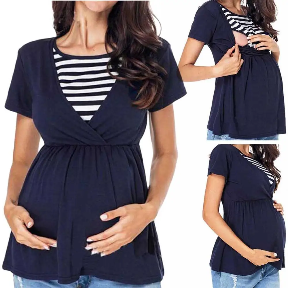 Women's T-Shirt Women's Care Top Patchwork Stripe Breastfeeding Clothes Tops Pregnant Women's Clothes
Women's T-Shirt Women's Care Top Patchwork Stripe Breastfeeding Clothes Tops Pregnant Women's Clothes