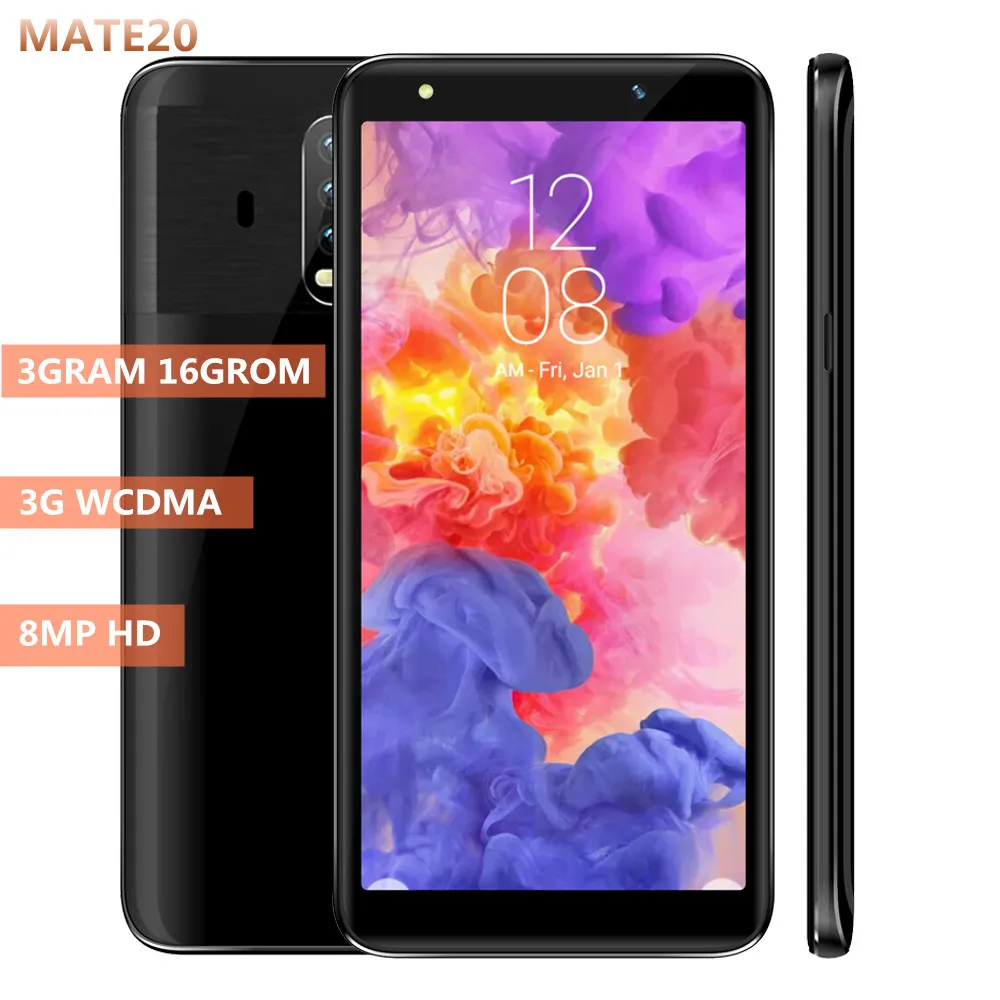 

Mobile Phones mate20 18:9 5.5" Quad Core MTK6580 3G RAM 16G ROM 8MP Android Smartphones Unlocked Phone 3G WCDMA