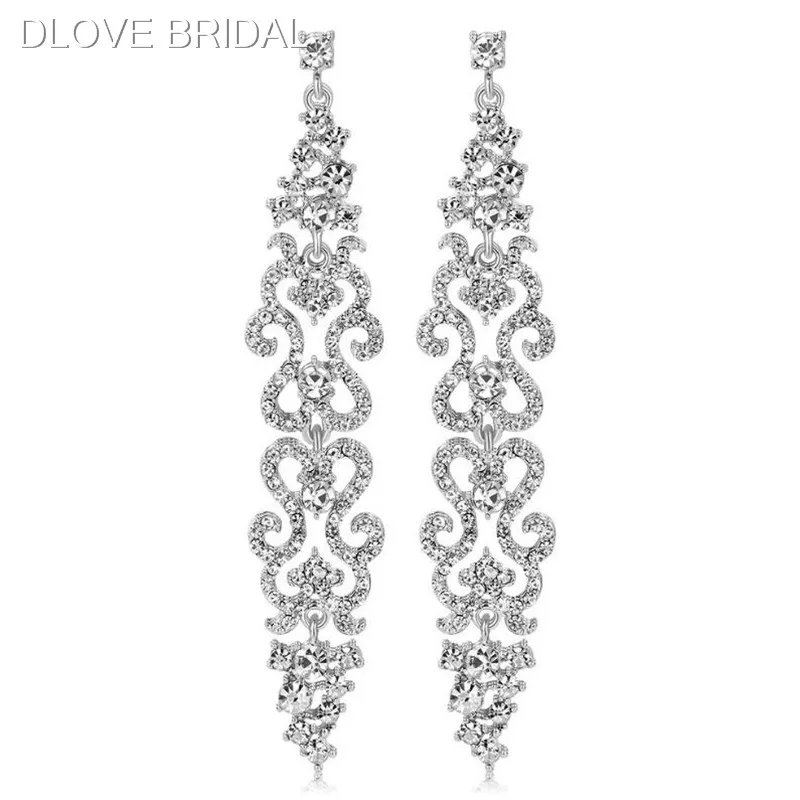 Luxury Chandelier Earrings Silver Color Crystal Rhinestone Floral Bridal Long Earrings Bridal Wedding Jewelry Accessory
Luxury Chandelier Earrings Silver Color Crystal Rhinestone Floral Bridal Long Earrings Bridal Wedding Jewelry Accessory