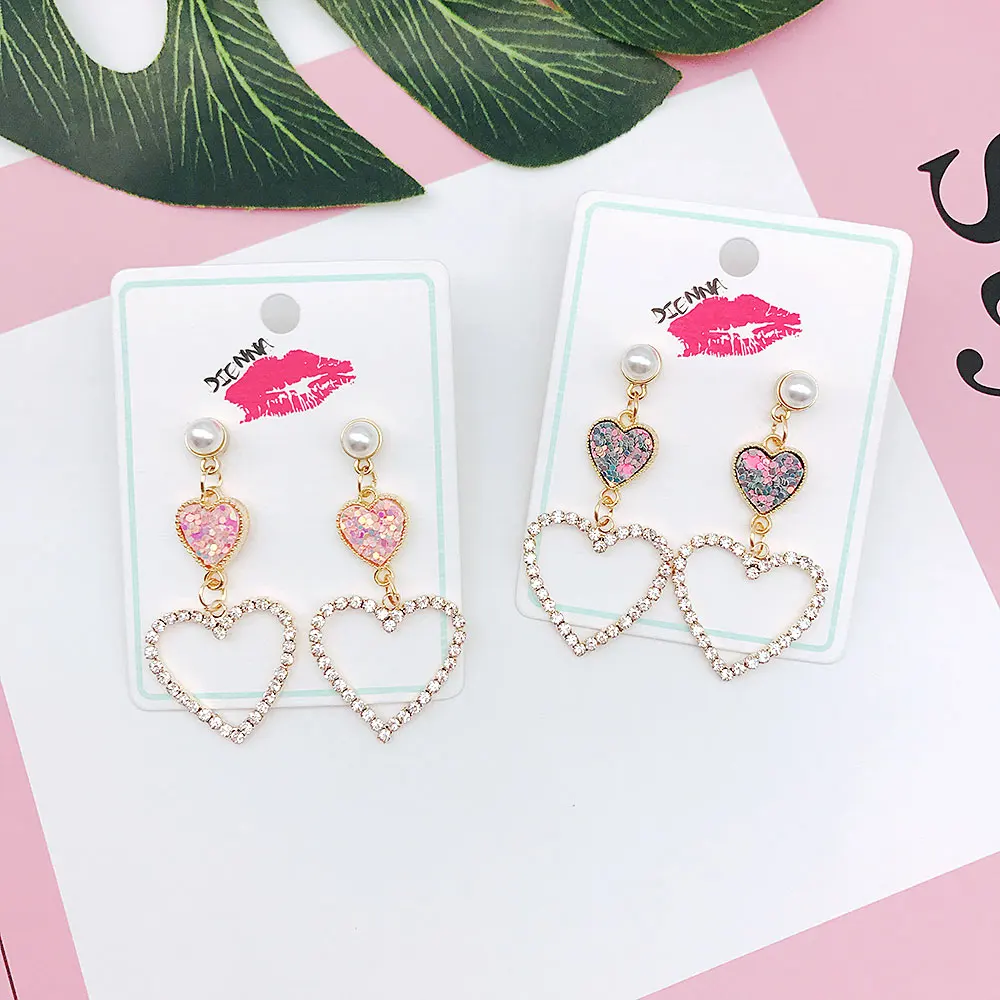 New Korean Charm Bling Crystal Love Heart Earrings for Women Fashion Long Drop Earring Luxury Jewelry
New Korean Charm Bling Crystal Love Heart Earrings for Women Fashion Long Drop Earring Luxury Jewelry
