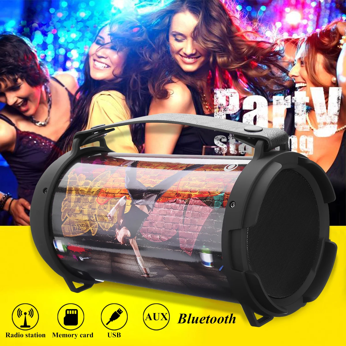 Portable 12W bluetooth 4.0 Wireless Stereo FM Radio Speaker Support Loudspeakers USB AUX TF Card Outdoor Party Music Player
Portable 12W bluetooth 4.0 Wireless Stereo FM Radio Speaker Support Loudspeakers USB AUX TF Card Outdoor Party Music Player