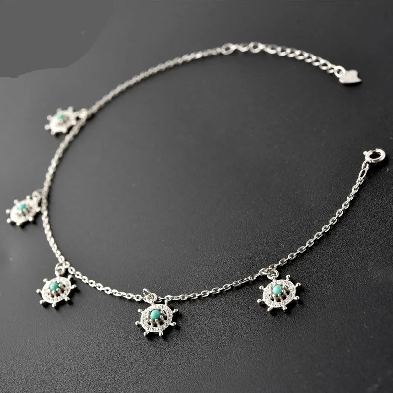Turquoise Rudder Foot Chain Female Pure Silver Korean Transshipment Crystal Simple Student Design
Turquoise Rudder Foot Chain Female Pure Silver Korean Transshipment Crystal Simple Student Design
