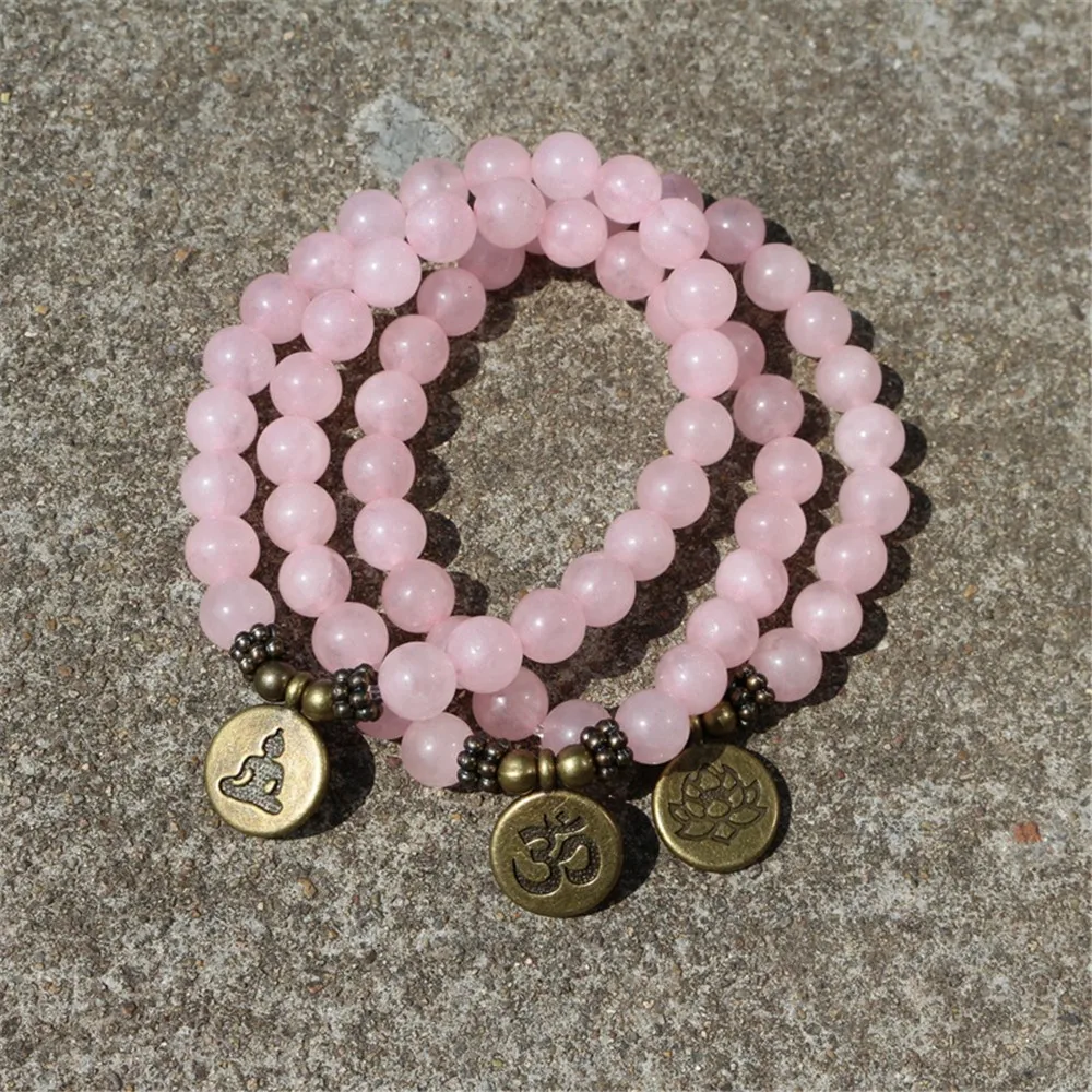 Fashion Girl's Rose Crystal Bracelet 8mm Natural Pink Crystal Beads Bracelet Copper Lotus OM Charm Yoga Bracelets Gift Wholesale
Fashion Girl's Rose Crystal Bracelet 8mm Natural Pink Crystal Beads Bracelet Copper Lotus OM Charm Yoga Bracelets Gift Wholesale