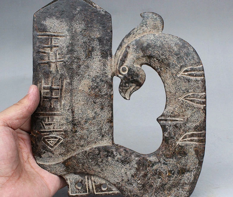 Antique Chinese LiangZhu Culture ritual services Stone Phoenix Statue Jade Gui | Дом и сад