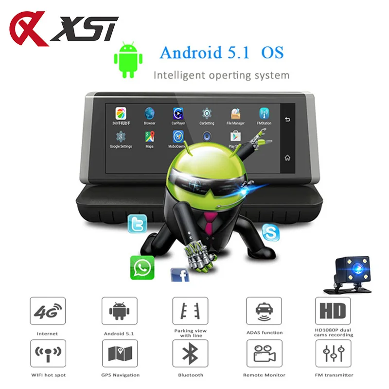 XST 8" 4G Wifi Android 5.1 Car DVR HD 1080P Dash Cam Rearview Dash Camera Dual Lens ADAS GPS Navigation Bluetooth Recorder
XST 8" 4G Wifi Android 5.1 Car DVR HD 1080P Dash Cam Rearview Dash Camera Dual Lens ADAS GPS Navigation Bluetooth Recorder
