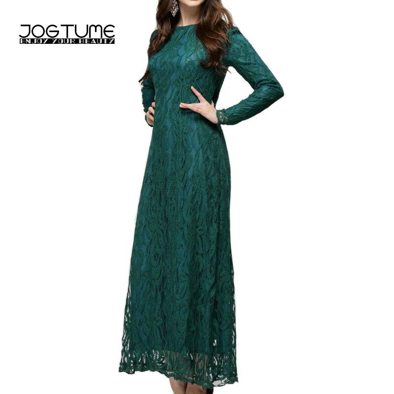 JOGTUME Lace Muslim Arab Robes 2017 Fashion Women Islamic Abaya Kaftan Dress Long Sleeve Ladies Maxi Dress Green Black Red Pink
JOGTUME Lace Muslim Arab Robes 2017 Fashion Women Islamic Abaya Kaftan Dress Long Sleeve Ladies Maxi Dress Green Black Red Pink