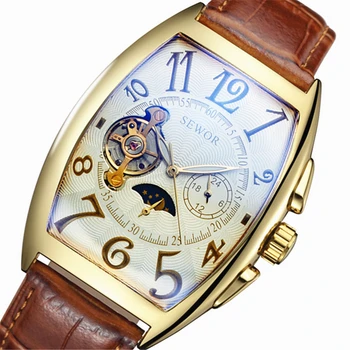 SEWOR Classic Tonneau Tourbillon Wrap Mens Mechanical Watches Brand Luxury Automatic Watch Golden Case Calendar Male Clock
SEWOR Classic Tonneau Tourbillon Wrap Mens Mechanical Watches Brand Luxury Automatic Watch Golden Case Calendar Male Clock