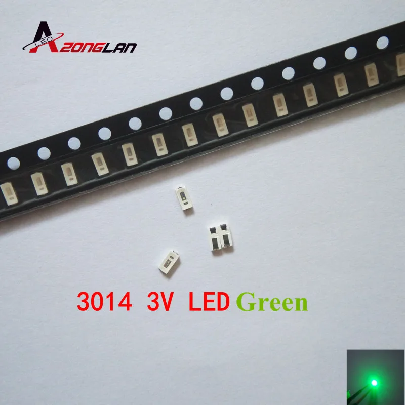 3014 SMD LED 50 шт. чип зеленый ультра яркий 0 2 Вт 7 9 лм 30мА 3 в поверхностное крепление