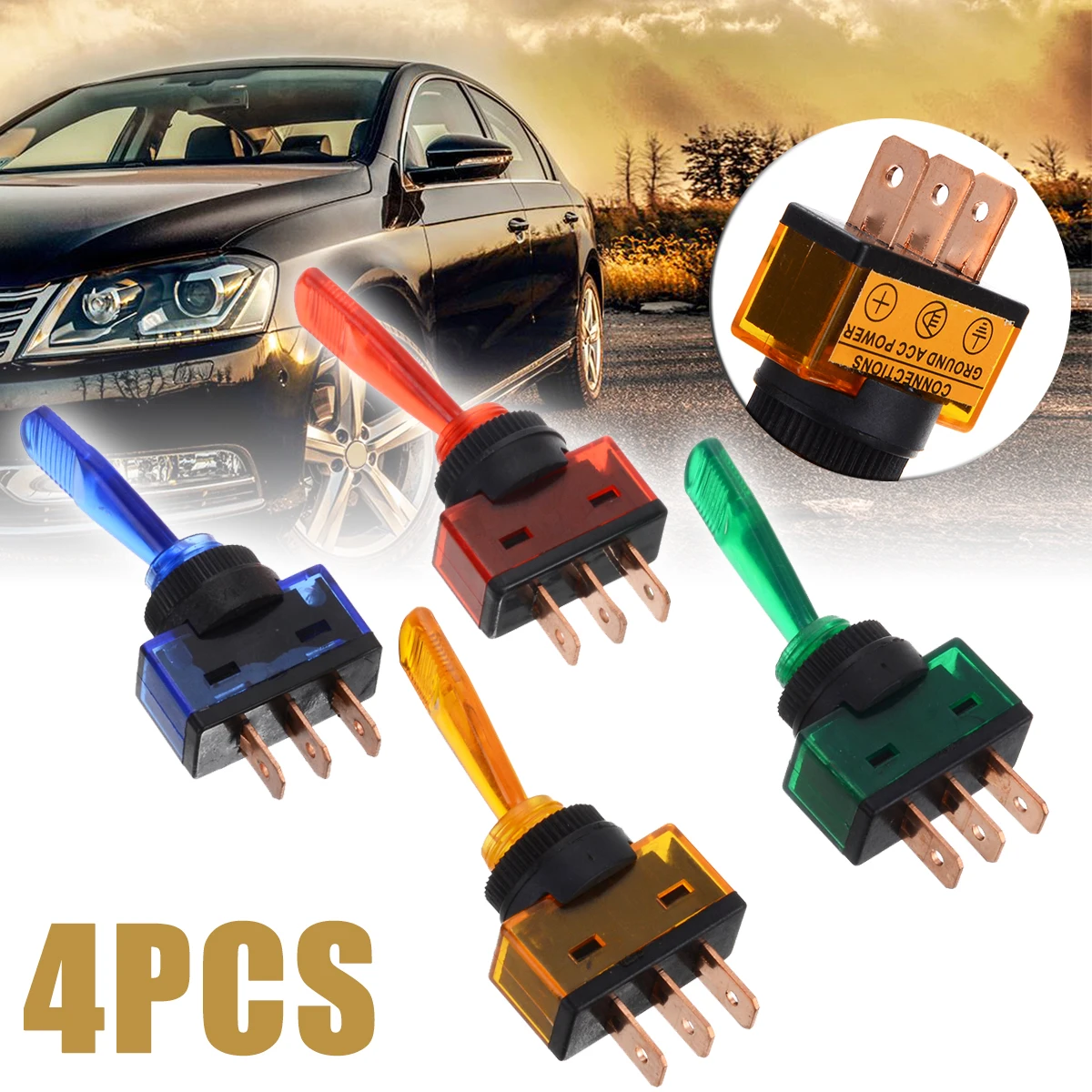 Mayitr 4pcs 3 Pin On/Off SPST LED Toggle Rocker Switch 12V 20A Car Boat Marine Rocker Switches Red Green Blue Orange
Mayitr 4pcs 3 Pin On/Off SPST LED Toggle Rocker Switch 12V 20A Car Boat Marine Rocker Switches Red Green Blue Orange
