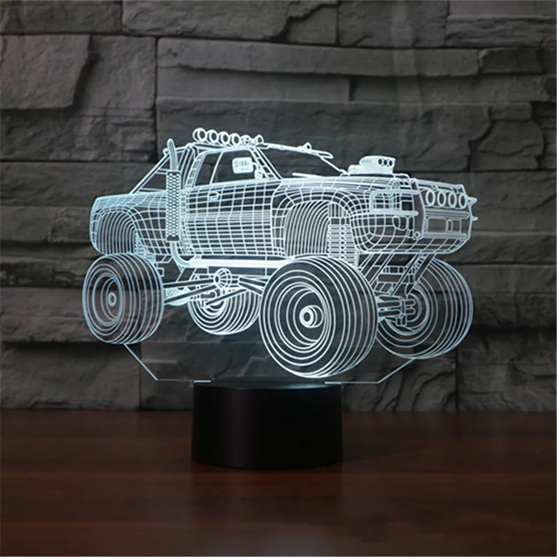 3d лампа для внедорожника 7 цветов Светодиодные ночные лампы автомобилей детей