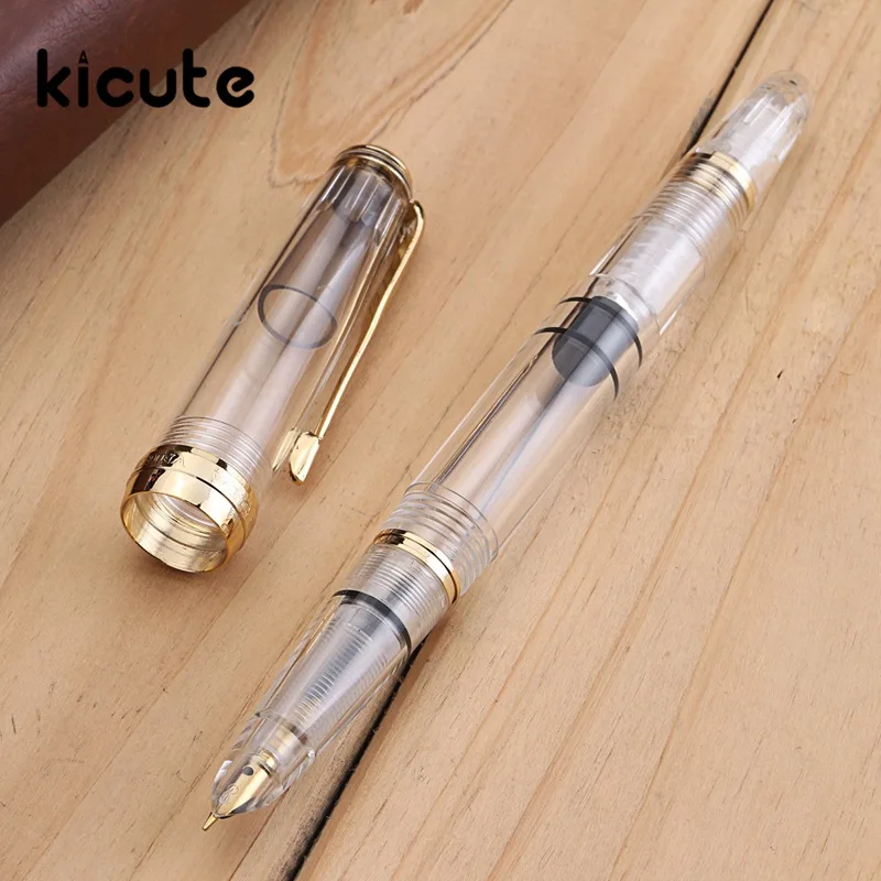 Kicute 1pcs 0.5mm Transparent Fountain Pen Gold Folder Iridium Gold Tip Office Stationery Supplies for Students and Children
Kicute 1pcs 0.5mm Transparent Fountain Pen Gold Folder Iridium Gold Tip Office Stationery Supplies for Students and Children