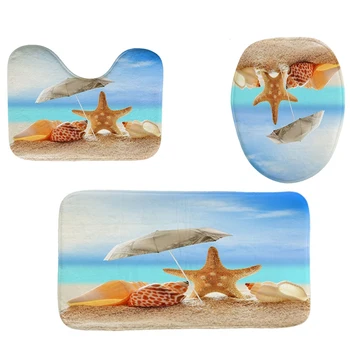 4Pcs Home Bathroom Decor Set Conch And Starfish Pattern Toilet Seat Cover Bath Mat Set+ Waterproof Shower Curtain
4Pcs Home Bathroom Decor Set Conch And Starfish Pattern Toilet Seat Cover Bath Mat Set+ Waterproof Shower Curtain