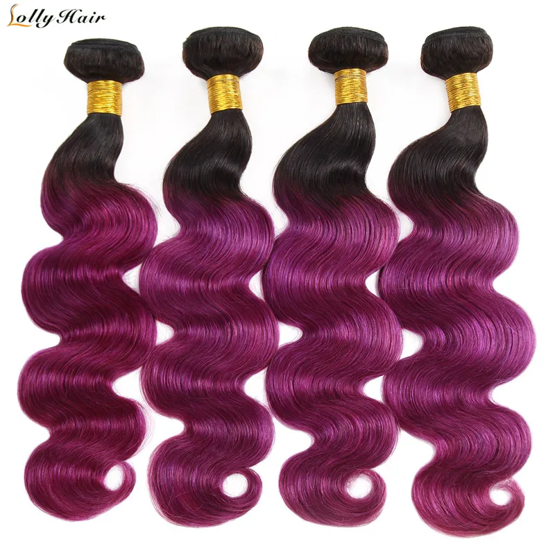1b purplr ombre body wave human hair bundles (5)