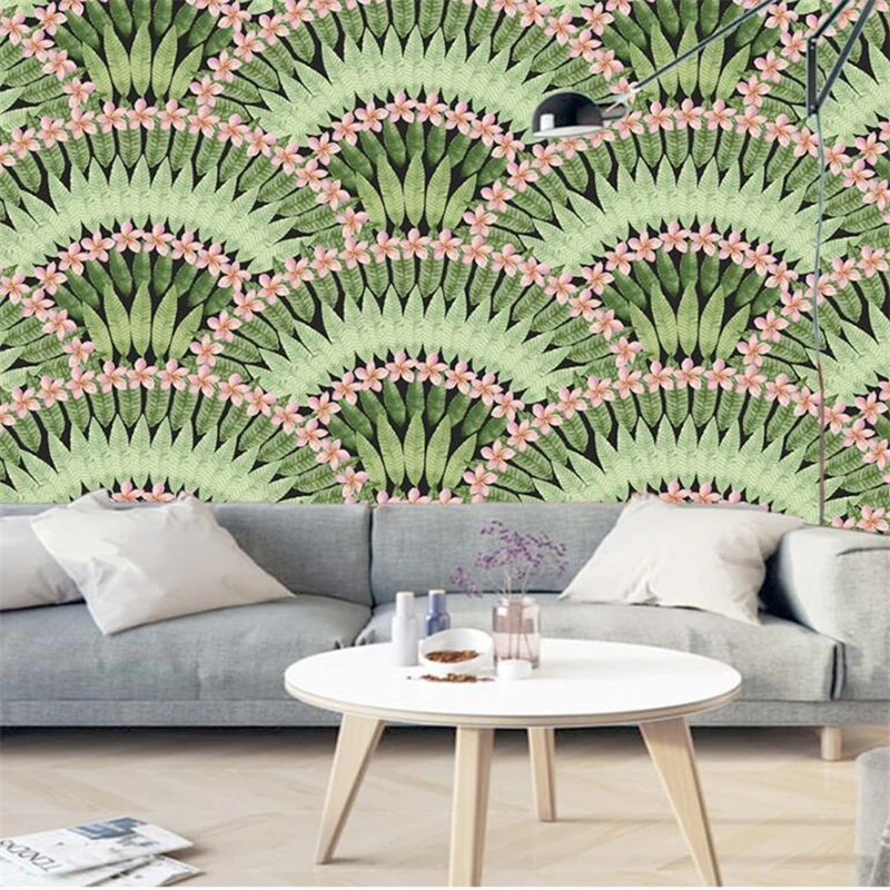 

wellyu papel de parede Custom wallpaper Nordic vintage fresh palm banana leaf living room tv backdrop papier peint behang
