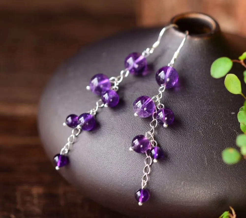 Genuine Natural Purple Amethyst Drop Earrings For Fashion Women Lady Round Crystal 925 Silver Sterling Fine Fashion Earrings
Genuine Natural Purple Amethyst Drop Earrings For Fashion Women Lady Round Crystal 925 Silver Sterling Fine Fashion Earrings