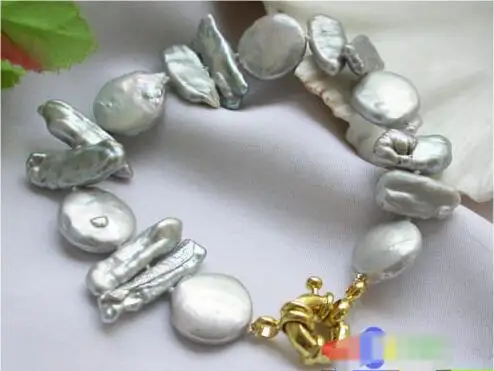 Free shipping hot sale Women Bridal Wedding Jewelry >> 8" 14MM GRAY COIN BIWA FRESHWATER PEARL BRACELET
Free shipping hot sale Women Bridal Wedding Jewelry >> 8" 14MM GRAY COIN BIWA FRESHWATER PEARL BRACELET