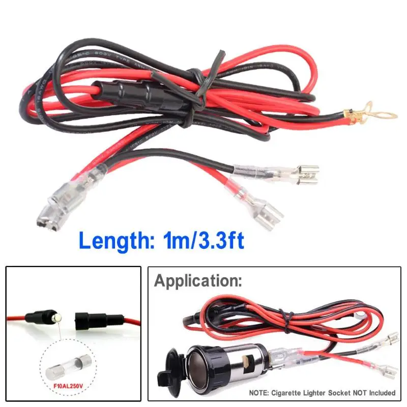 VODOOL 1m/3.3ft 18AWG 10A Powe Car Cigarette Lighter Installation Cable Dual Terminal Parallel Cable Wire Cord w/Fuse
VODOOL 1m/3.3ft 18AWG 10A Powe Car Cigarette Lighter Installation Cable Dual Terminal Parallel Cable Wire Cord w/Fuse